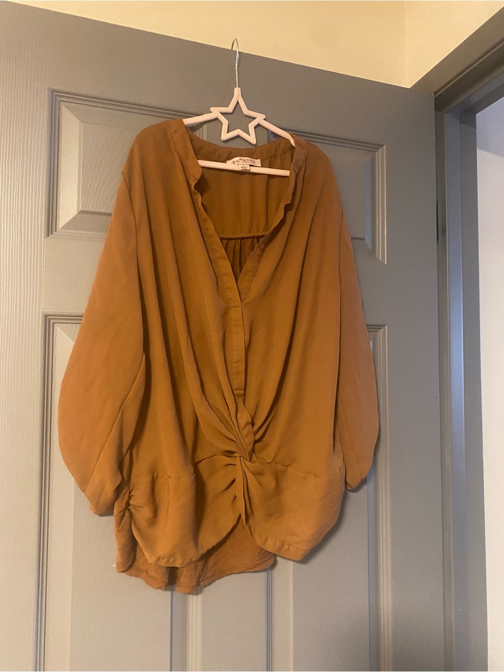 Tempted Twist-Front with soft back Blouse Brown